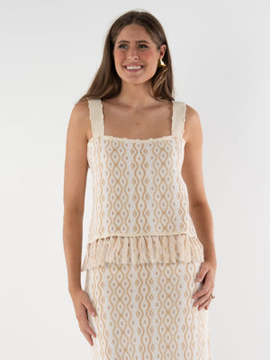 Capri Knit Tank - Blanc Petals
