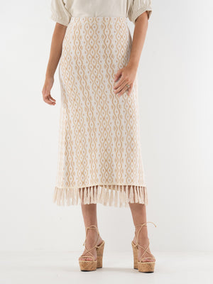 Capri Knit Skirt - Blanc Petals