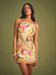 ROCOCO SAND RUCHED BIAS MINI DRESS-MULTI