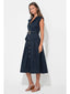 Olivia Button Up Belted Shirt Midi Dress