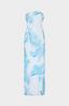 MILLY VERA SATIN FLORAL MAXI DRESS-LIGHT BLUE