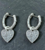 VINTAGE SILVER CRYSTAL HUGGIES WITH SLIDE ON PAVE HEARTS