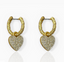 GOLD CRYSTAL HUGGIES WITH SLIDE ON PAVE HEARTS