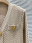 Textured Knit V-Neck Cropped Cardigan-Cream