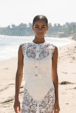 LA PORTE SOPHIE SLEEVELESS LACE TOP-WHITE