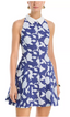 MILLY MAXINE FLORAL MIDI DRESS-BLUE/WHITE