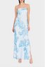 MILLY VERA SATIN FLORAL MAXI DRESS-LIGHT BLUE
