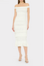 MILLY MAVEN RUFFLE MIDI DRESS-ECRU