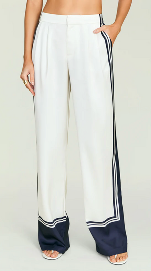 SEROYA MARLOWE SATIN PANT-NAVY TILE