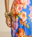 HEMANT & NANDITA CREW NECK BIAS MAXI DRESS-BLUE