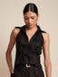 SLOAN LINEN VEST - BLACK