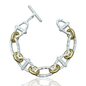 TAT2DESIGNS SATIN SILVER TWO-TONE RAVELLE CHAIN BRACELET