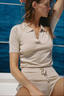 LA PORTE ODETTE KNIT POLO-CHAMPAGNE