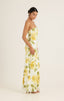PEONY DRAPED MAXI DRESS-YELLOW