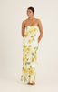 PEONY DRAPED MAXI DRESS-YELLOW