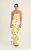 PEONY DRAPED MAXI DRESS-YELLOW