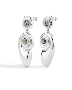 The Palma Shell Statement Earrings- Silver